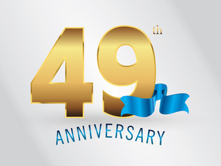 49 Years Anniversary Gold Logo and Blue Ribbon