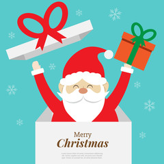 cute santa claus with gift. christmas design concept. vector illustration.