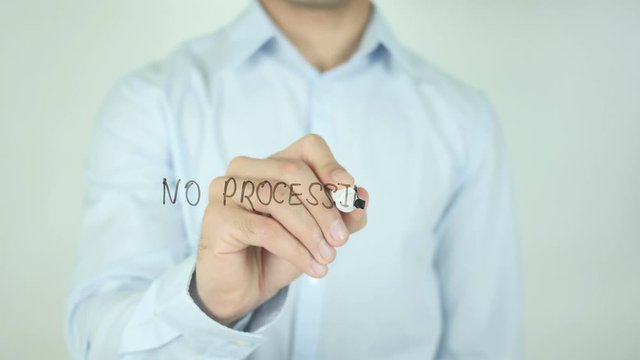 No Processing Fee, Man Writing on Screen