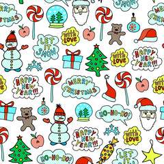 Seamless Cartoon Christmas Pattern On The White Background