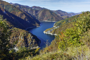 Amazing Autumn Landscape of Tsankov kamak Reservoir, Smolyan Region, Bulgaria