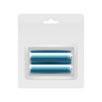 Blue Glossy Alkaline AA Batteries in Transparent Blister for branding