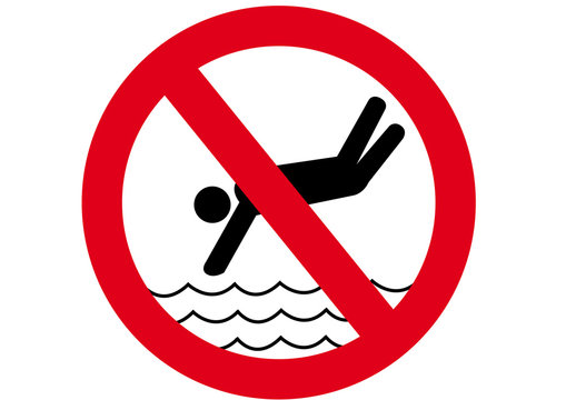 Schild Kopfsprung ins Wasser verboten