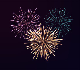 Vector different color festive fireworks 