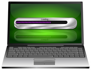 Laptop computer with Loading bar - 3D illustration