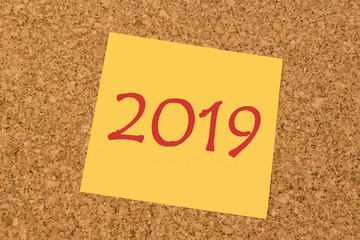 Yellow sticky note - New Year 2019