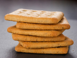 stack of square salt crackers