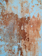 Abstract rusty, weathered blue metal background.