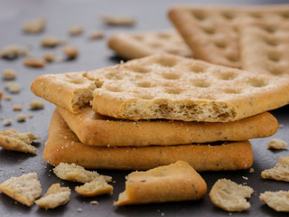 stack of square salt crackers