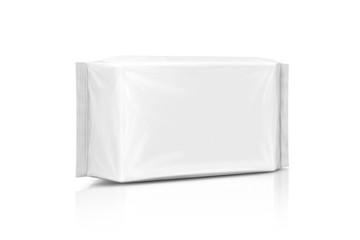 blank packaging paper wet wipes pouch isolated on white