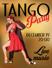 Tango party poster. - obrazy, fototapety, plakaty