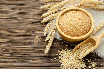 Bran, grain and wheat ears