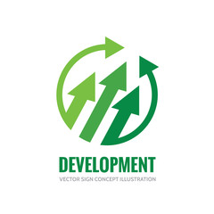 Development - vector logo template concept illustration. Arrows in circle creative sign. Design element.