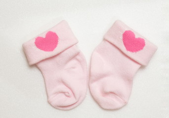 Socks for newborn babies on white background,Top view,Socks kids
