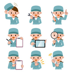 作業着の女性セット