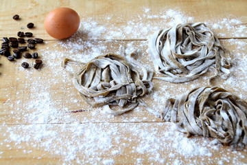 Homemade coffee fettuccine.