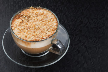 glass of cup coffee with cream
