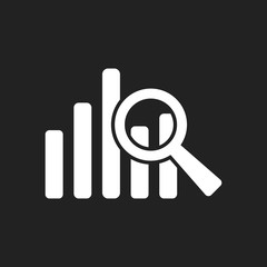 Business graph icon. Chart flat vector illustration on black background.