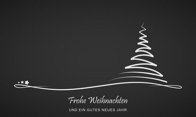 Grußkarte zu Weihnachten - abstrakter Weihnachtsbaum (Schwarz/ Weiß)