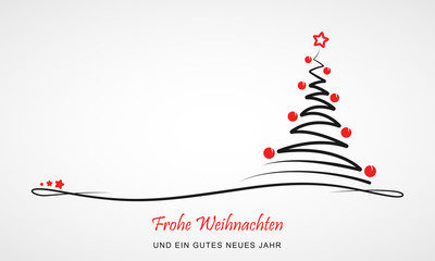 Grußkarte zu Weihnachten - abstrakter Weihnachtsbaum (Schwarz/ Rot)