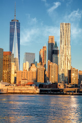 Fototapeta na wymiar Office Buildings in Manhattan from river, New York City, USA