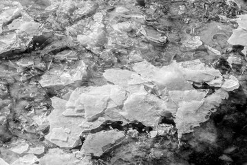 Beauty ice in dark water