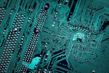 Closeup of computer micro circuit board