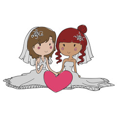 Gay girl couple who are getting married doodle style