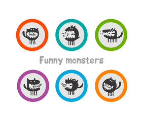 logos with funny monsters