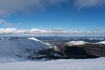 Winter landscape with mountain range