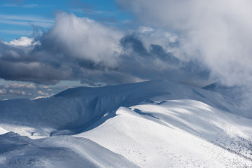 Winter landscape with mountain range