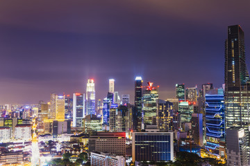 abstract twilight time of night cityscape in singapore - can use to display or montage on product