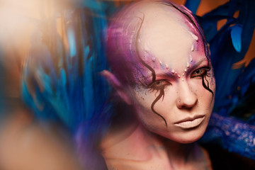 Creative makeup. Woman from space concept.