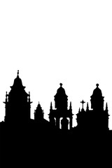 Catholic Church Silhouettes on White Background