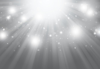 Obraz premium Gray glitter sparkles defocused rays lights bokeh radial abstract background/texture.
