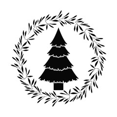 Pine tree icon. Christmas season decoration and celebration theme. Isolated and silhouette design. Vector illustration