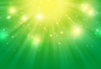 Fototapeta premium Green and yellow glitter sparkles defocused rays lights bokeh radial abstract background/texture.