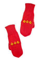 Obraz na płótnie Canvas pair of red mittens isolated 