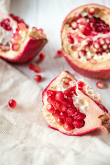 Sliced pomegranate on white background