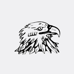 Hand-drawn pencil graphics, bird, eagle, hawk, kite, vulture. Stencil style