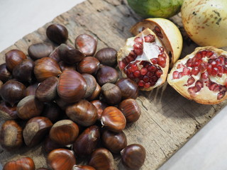 castagne, melagrane e anona