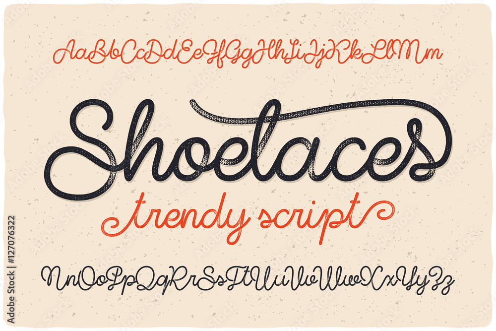 Poster trendy textured one line handwritten font script named 