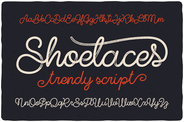 Trendy textured one line handwritten font script named "Shoelaces"