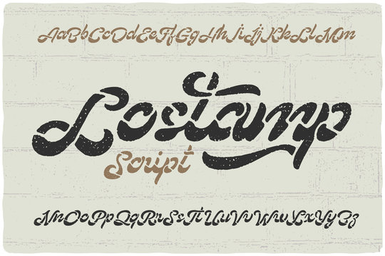 Bold calligraphic font named "Lostamp" with rough stencil effect