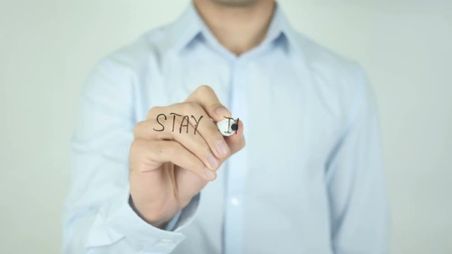 Stay in Touch, Man Writing on Screen