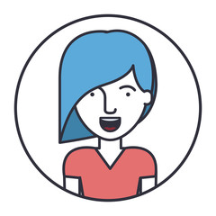 Woman cartoon inside circle icon. Female avatar person human and people theme. Isolated design. Vector illustration