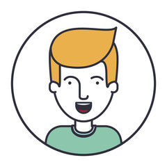 Man cartoon inside circle icon. Male avatar person human and people theme. Isolated design. Vector illustration