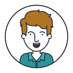 Man cartoon inside circle icon. Male avatar person human and people theme. Isolated design. Vector illustration