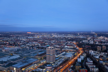 Fototapeta na wymiar München, Panorama vom Olympiaturm auf den mittleren Ring