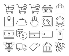 Modern line style icons set: Finance and banking